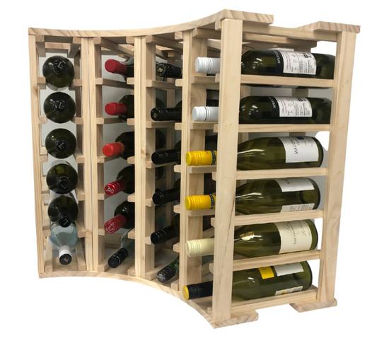 4-Column 24-Bottle Curved Corner Wine Cube - 18mm Thick