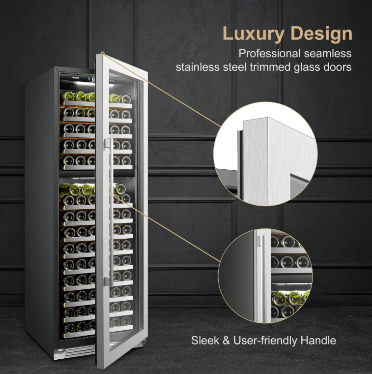 Lanbopro 153 Bottle Dual Zone Wine Cooler LP168D image of product description