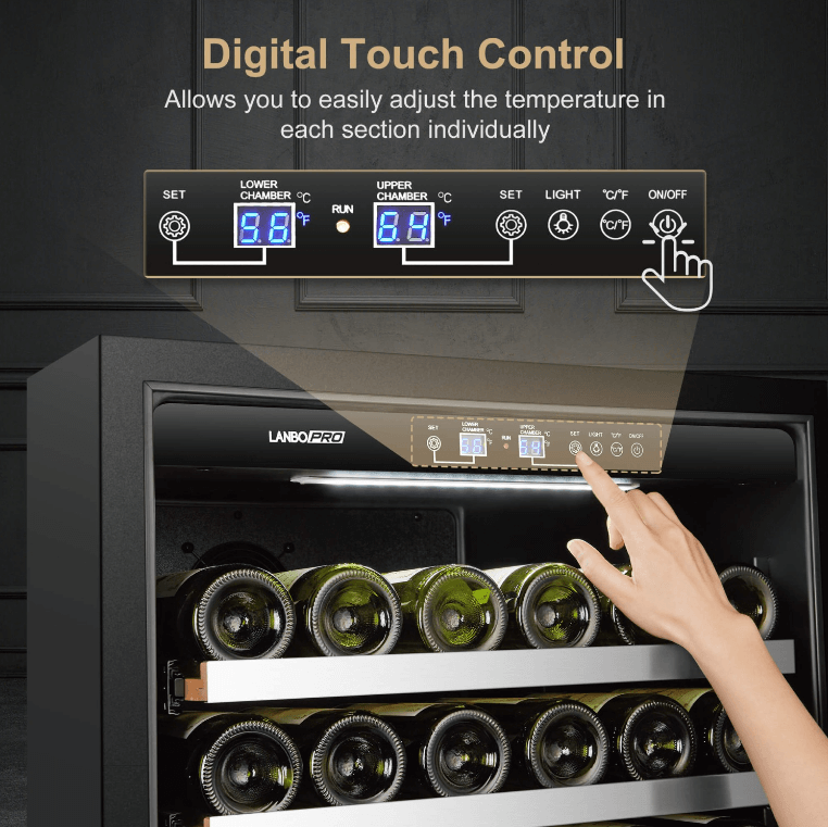 Lanbopro 153 Bottle Dual Zone Wine Cooler LP168D image of product description