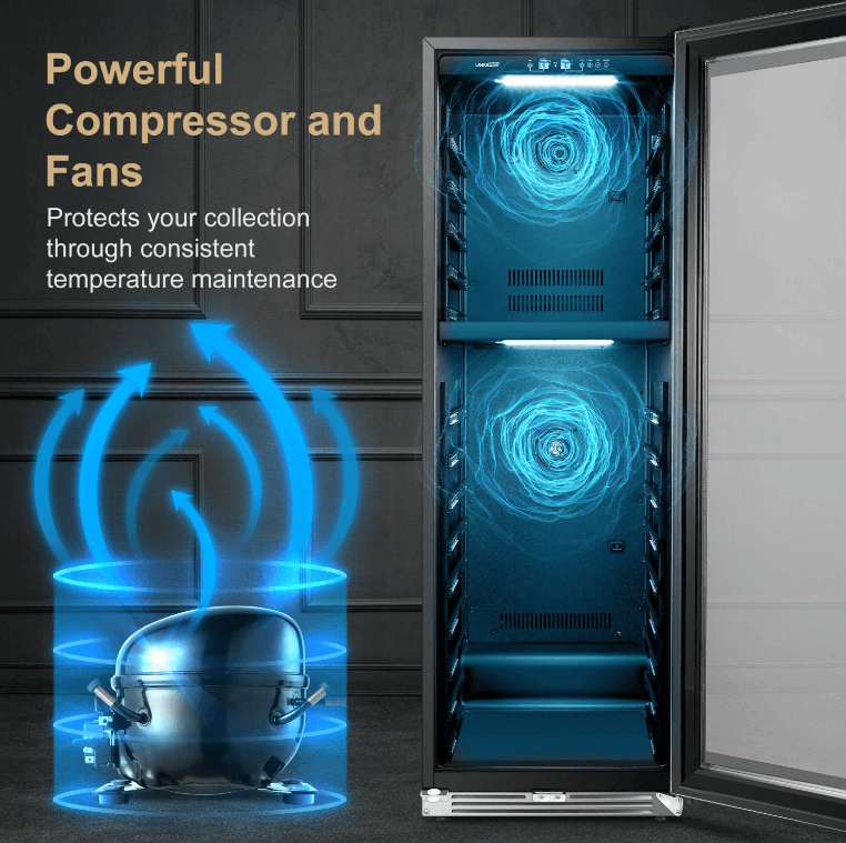 Lanbopro 153 Bottle Dual Zone Wine Cooler LP168D image of product description