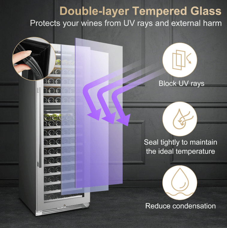 Lanbopro 153 Bottle Dual Zone Wine Cooler LP168D image of product description