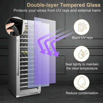 Lanbopro 153 Bottle Dual Zone Wine Cooler LP168D image of product description