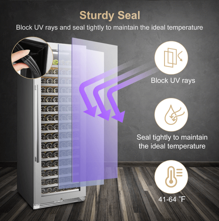 Lanbopro 164 Bottle Single Zone Wine Cooler - LP168S image of product description