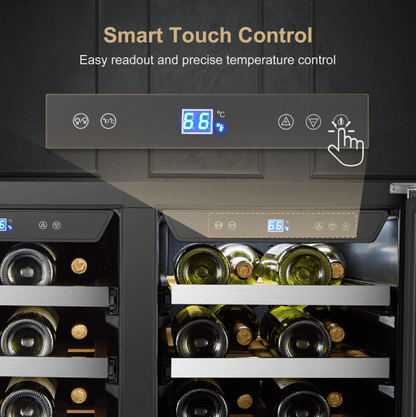 Lanbopro 52 Bottle Dual Door Wine Cooler LP66D image of product with description and feature