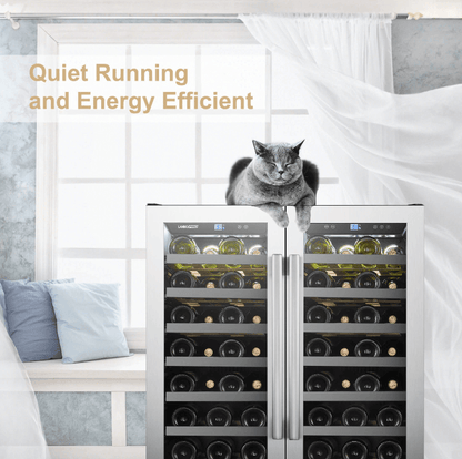 Lanbopro 52 Bottle Dual Door Wine Cooler LP66D image of product freestanding in room
