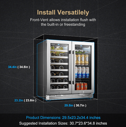 Lanbopro 30 Inch Wine and Beverage Cooler LP66B image of product with description and feature