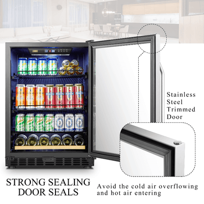 Lanbo 110 Cans 6 Bottles Beverage Cooler LB148BC image of product with description and feature