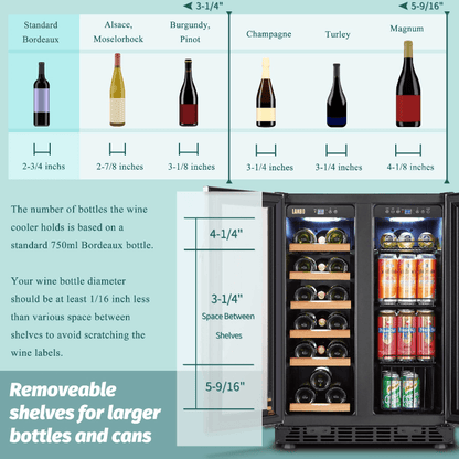 Lanbo 24 Inch Wine and Beverage Cooler - LB36BD image of product with description
