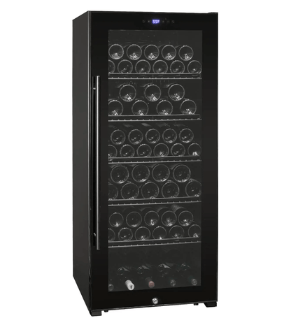 Allavino Contemporary 102 Bottle Single Zone Freestanding Wine Refrigerator with Black Glass Door KWR102S-1BGR