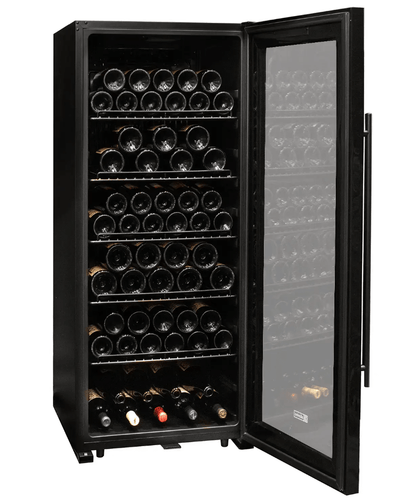 Allavino Contemporary 102 Bottle Single Zone Freestanding Wine Refrigerator with Black Glass Door KWR102S-1BGR