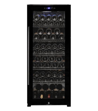 Allavino Contemporary 102 Bottle Single Zone Freestanding Wine Refrigerator with Black Glass Door KWR102S-1BGR