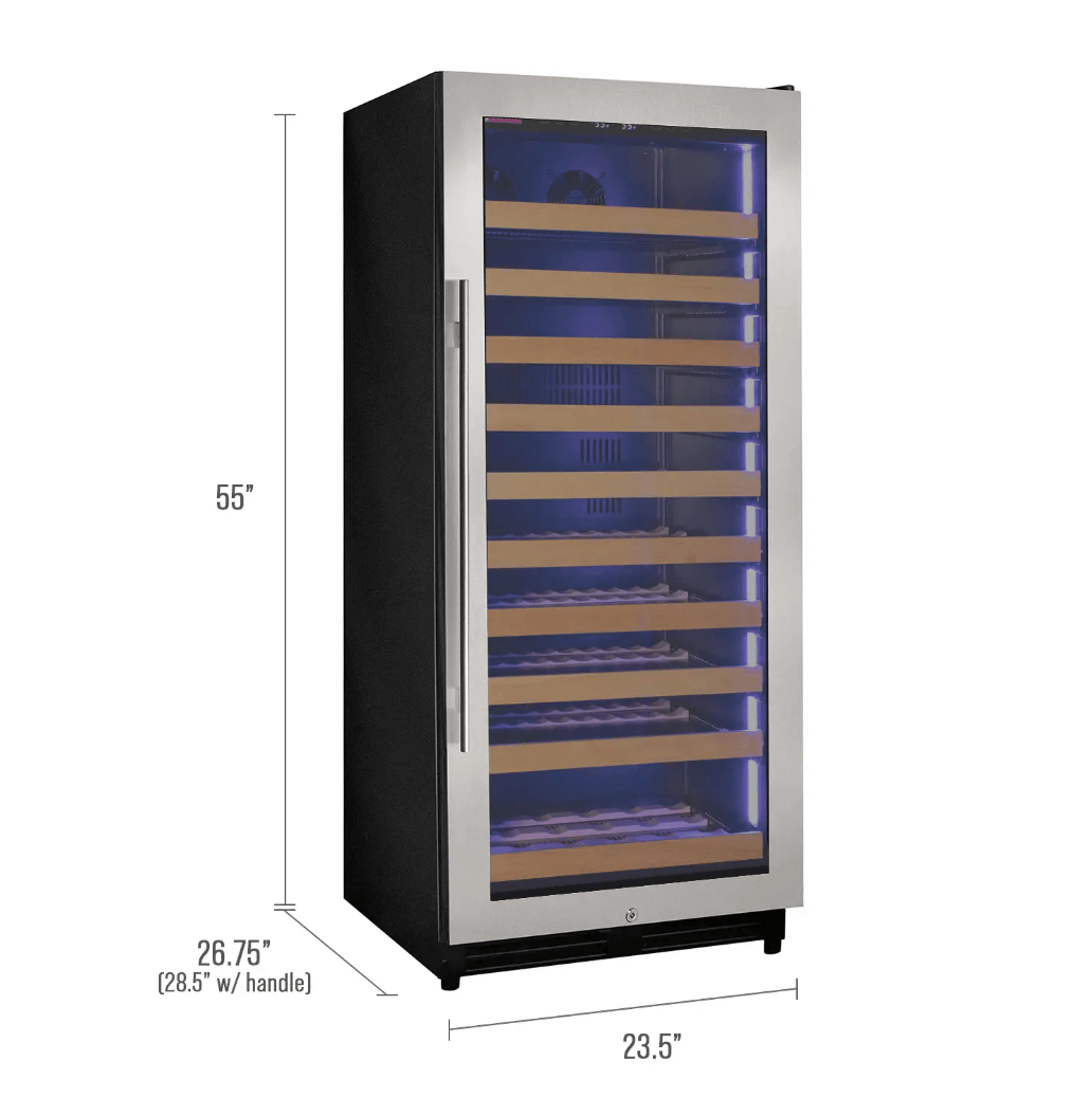 Allavino 119 Bottle 55" Tall Single Zone Stainless Steel Wine Refrigerator VSW11955S-1SL