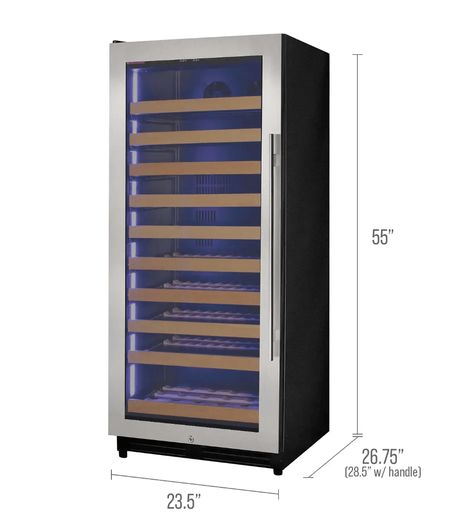 Allavino 119 Bottle 55" Tall Single Zone Stainless Steel Wine Refrigerator VSW11955S-1SL