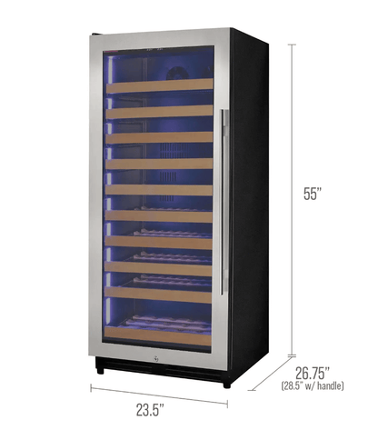Allavino 119 Bottle 55" Tall Single Zone Stainless Steel Wine Refrigerator VSW11955S-1SL