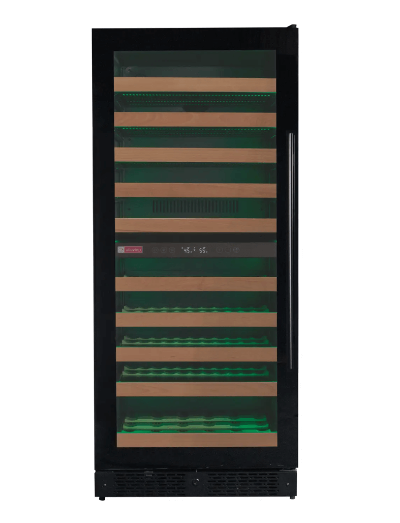 Allavino Reserva Series 119 Bottle 55" Tall Dual Zone Black Glass Wine Refrigerator VSW11955D-2BG 