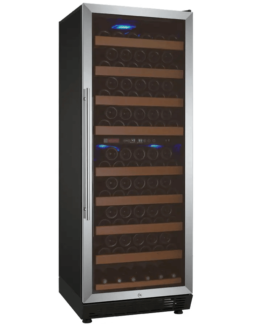 Allavino Vite Series 99 Bottle Dual Zone Freestanding Wine Cooler Refrigerator with Right Hinge Stainless Steel Door YHWR99-2SR20