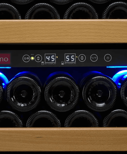 Allavino Vite Series 99 Bottle Dual Zone Freestanding Wine Cooler Refrigerator with Right Hinge Stainless Steel Door YHWR99-2SR20 image of temp control