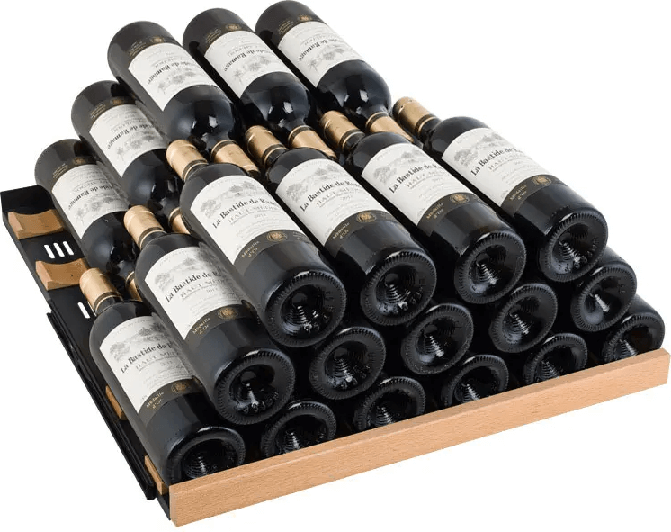 Allavino 24" Wide FlexCount II Tru-Vino 177 Bottle Single Zone Black Wine Refrigerator VSWR177-1BR20 image of shelf with bottles