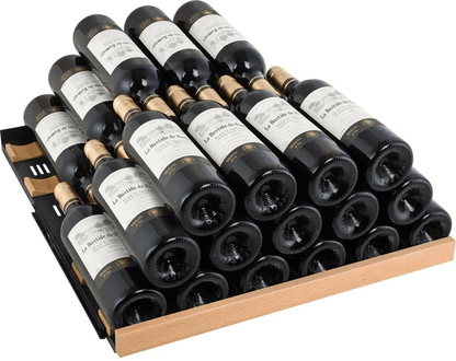 Allavino 24" Wide FlexCount II Tru-Vino 177 Bottle Single Zone Black Wine Refrigerator VSWR177-1BR20 image of shelf with bottles