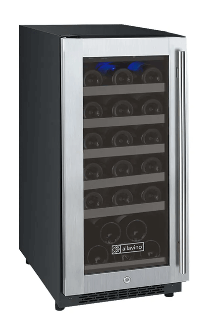 Allavino 15" Wide FlexCount II Tru-Vino 30 Bottle Single Zone Stainless Steel Wine Refrigerator VSWR30-1SR20