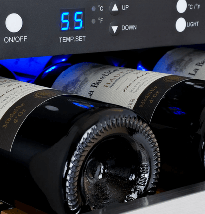 Allavino 15" Wide FlexCount II Tru-Vino 30 Bottle Single Zone Stainless Steel Wine Refrigerator VSWR30-1SR20 image of temp control