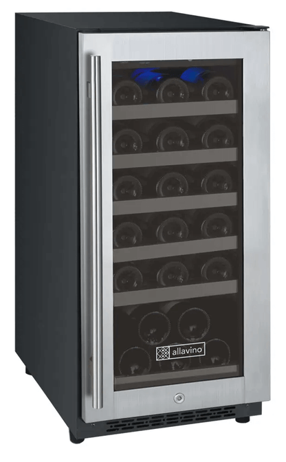 Allavino 15" Wide FlexCount II Tru-Vino 30 Bottle Single Zone Stainless Steel Wine Refrigerator VSWR30-1SR20