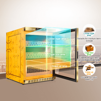 Raching MON800A | Ultra-Precision Cigar Humidor Cabinet ±1% with image of product description