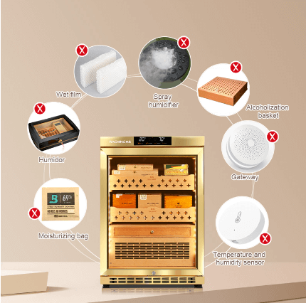 Raching MON800A | Ultra-Precision Cigar Humidor Cabinet ±1% with image of product description