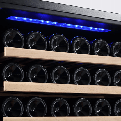 Empava Dual Zone Wine Cooler 55 inch Tall Wine Fridge EMPV-WC06D with image of temperature display