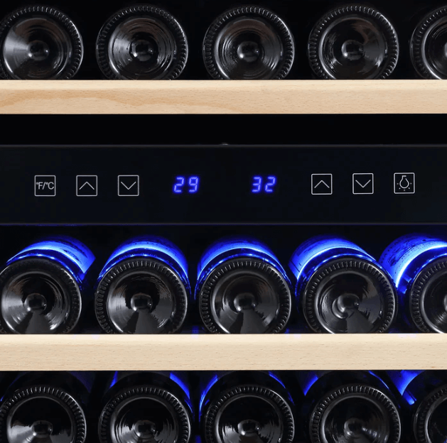 Empava Dual Zone Wine Cooler 55 inch Tall Wine Fridge EMPV-WC06D with image of interior lighting
