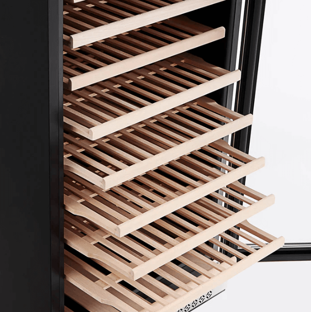 Empava Single Zone Wine Cooler 55 inch Tall Wine Fridge EMPV-WC05S with image of Beach wood shelves