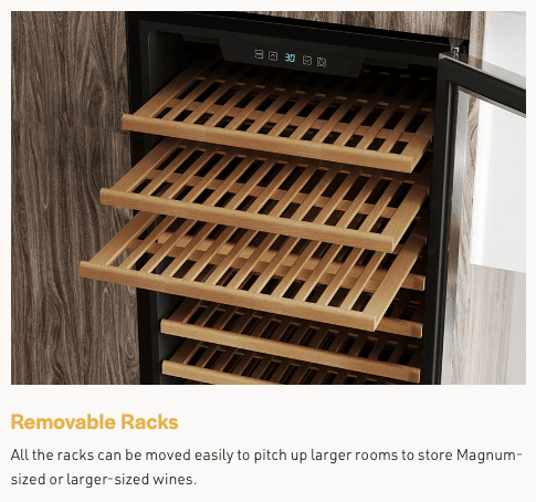 Empava Single Zone Wine Cooler 55 inch Tall Wine Fridge EMPV-WC05S with image of product description