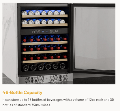 Empava Dual Zone Wine Cooler 24 inch Wide Wine & Beverage Cooler EMPV-WC04D with image of unit with door open