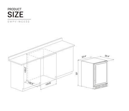 Empava Single Zone Wine Cooler Wine Fridge 24 inch Wide EMPV-WC03S