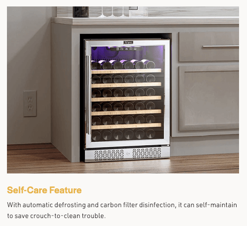 Empava Single Zone Wine Cooler Wine Fridge 24 inch Wide EMPV-WC03S with image of unit built into cabinet