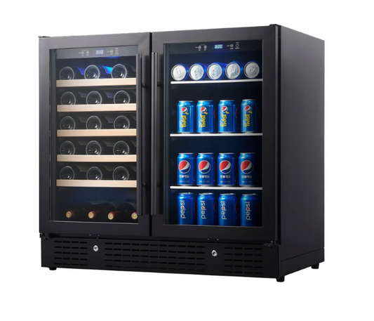 36-inch Beer and Wine Cooler Combination with Low-E Glass Door KBU190BW