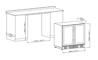 36-inch Beer and Wine Cooler Combination with Low-E Glass Door KBU190BW
