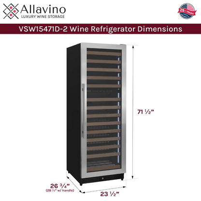 Allavino Reserva Series 154 Bottle Dual Zone Built-in Wine Refrigerator with Stainless Steel Door VSW15471D-2S