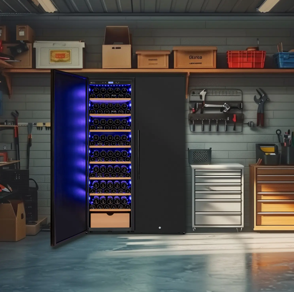 Allavino Side-by-Side Wine Vault with Solid Black Doors | 2X-KWR-8185-SD