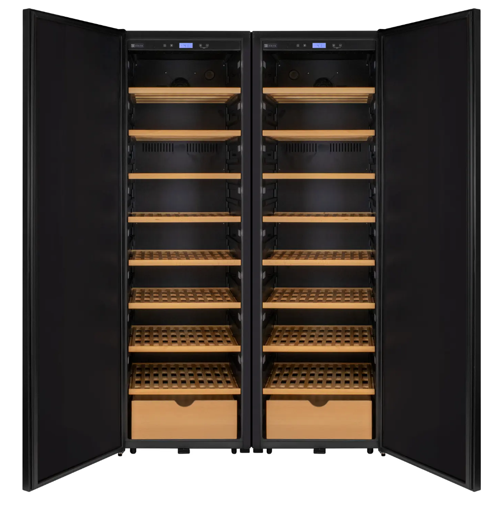 Allavino Side-by-Side Wine Vault with Solid Black Doors | 2X-KWR-8185-SD