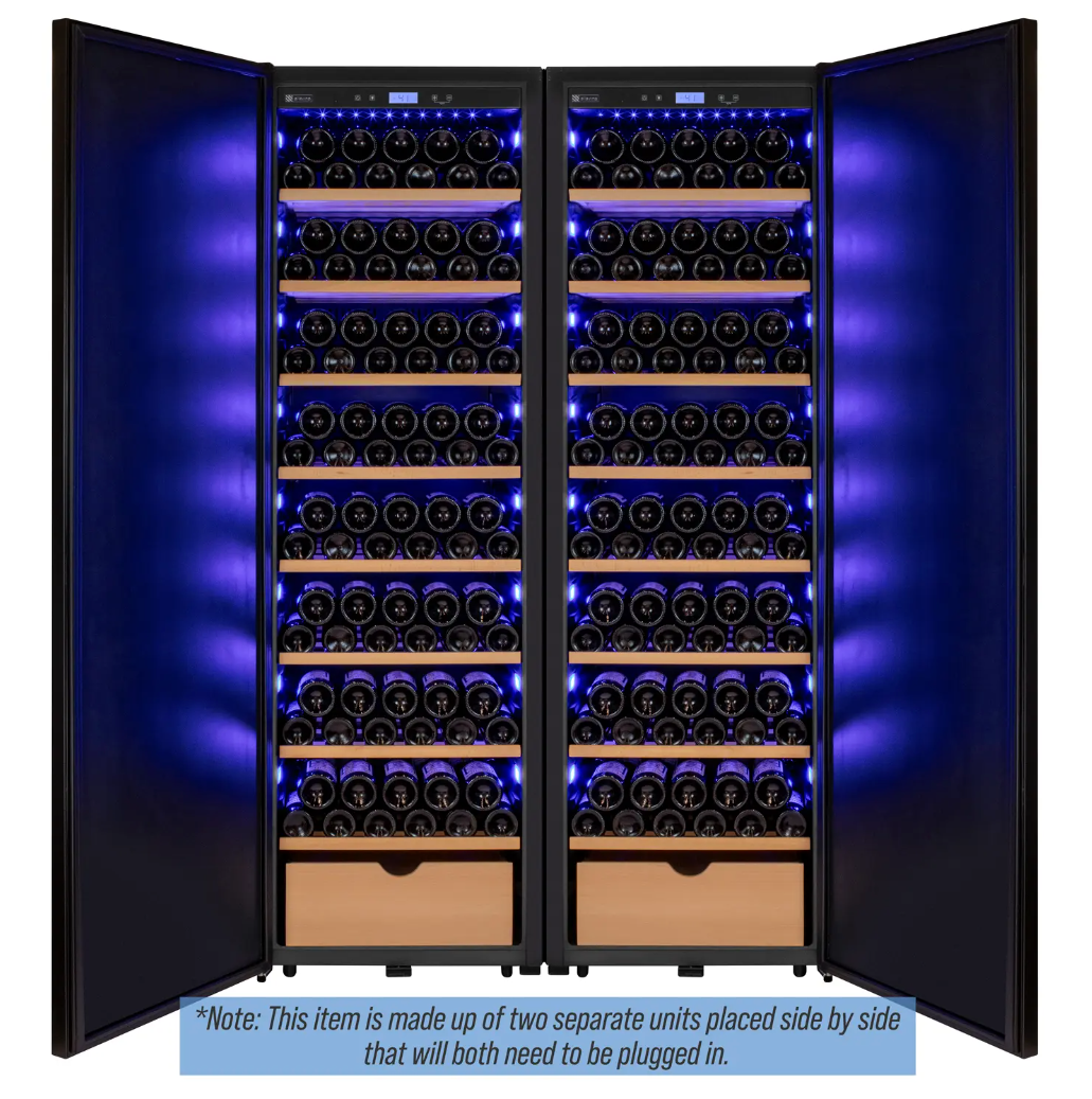 Allavino Side-by-Side Wine Vault with Solid Black Doors | 2X-KWR-8185-SD