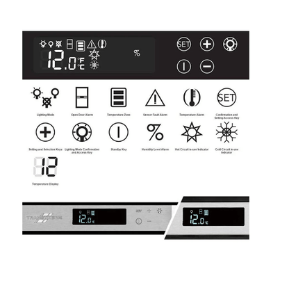 Transtherm Ermitage Glass & Black Free Standing Wine Cooler ER1TGV3 Image of Temperature Readout