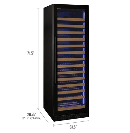 Allavino Reserva Series 163 Bottle 71" Tall Single Zone Black Glass Door Wine Cooler Refrigerator VSW16371S-1BGL