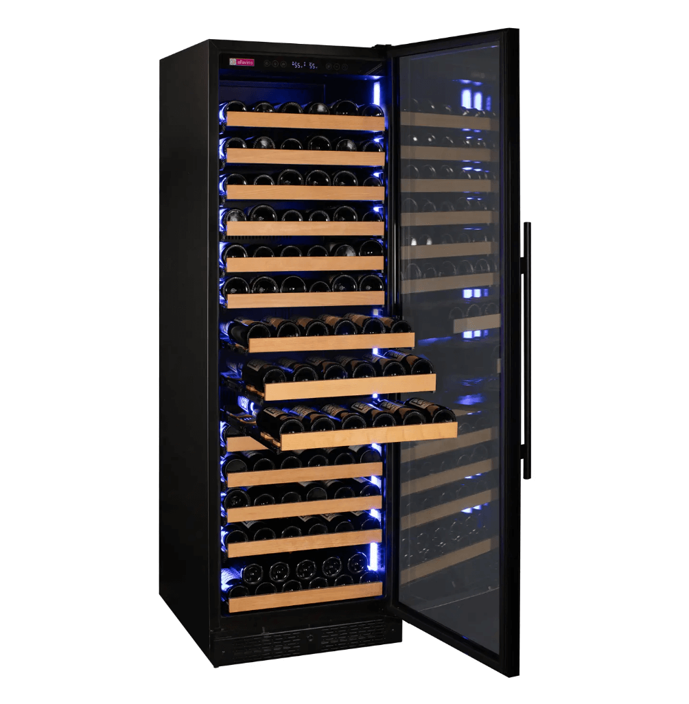 Allavino Reserva Series 163 Bottle 71" Tall Single Zone Black Glass Door Wine Cooler Refrigerator VSW16371S-1BGL