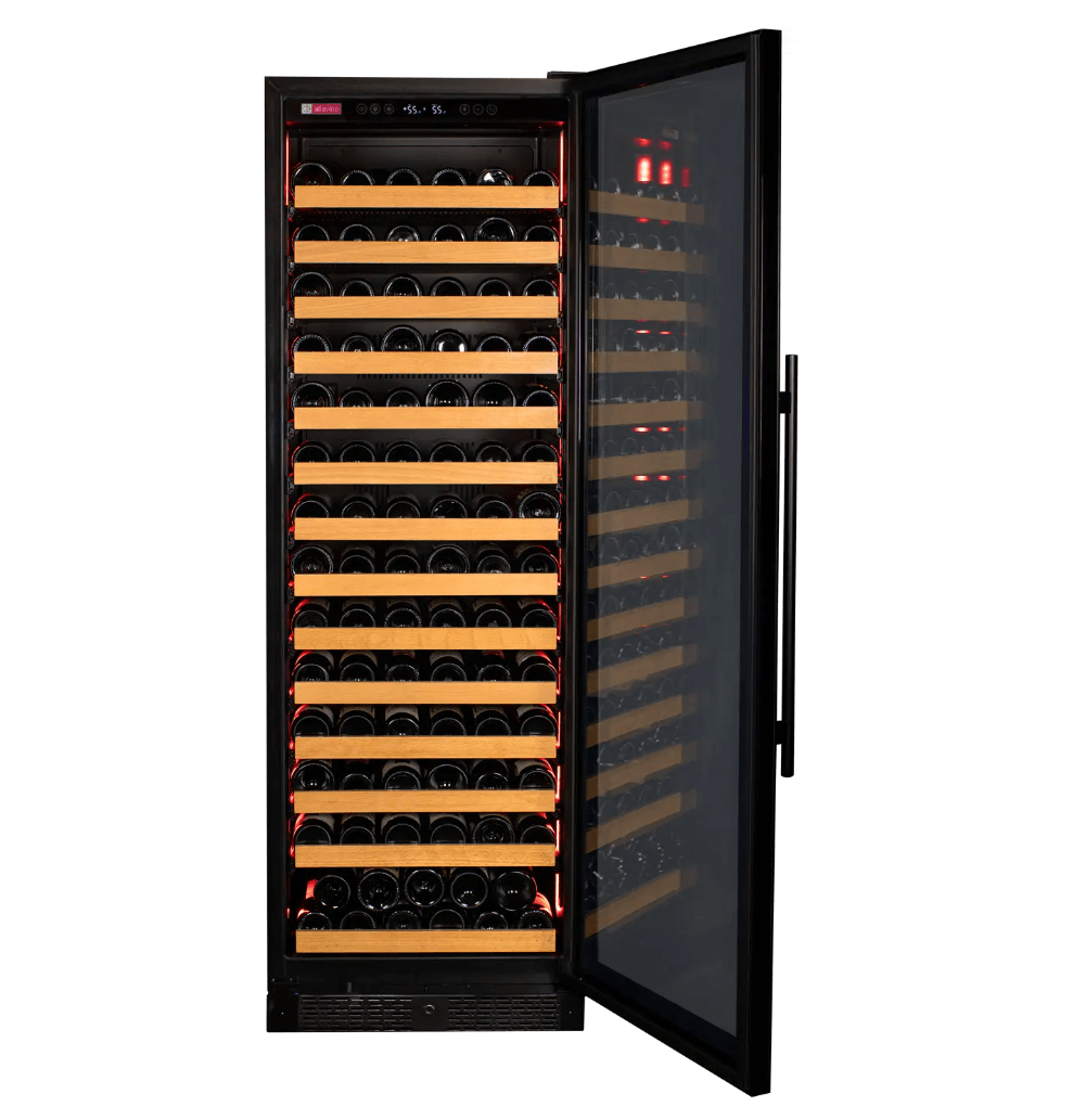 Allavino Reserva Series 163 Bottle 71" Tall Single Zone Black Glass Door Wine Cooler Refrigerator VSW16371S-1BGL