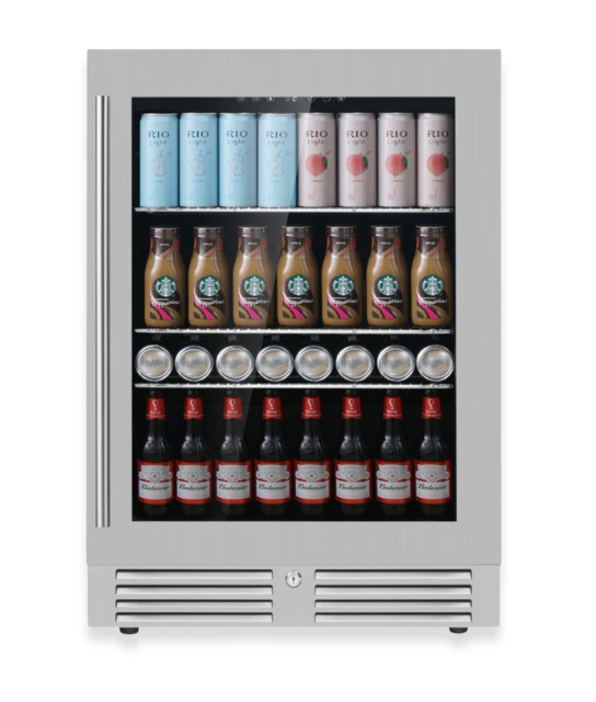 Kings Bottle 24 Inch Under Counter LOW-E Glass Door Beer Fridge KBU145BX-FG