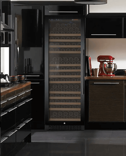 Allavino 24" Wide FlexCount II Tru-Vino 177 Bottle Single Zone Black Wine Refrigerator VSWR177-1BR20 image unit built into cabinet