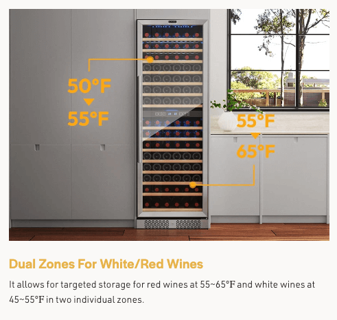 Empava Dual Zone Wine Cooler 70 inch Tall Wine Fridge EMPV-WC08D with image of product description