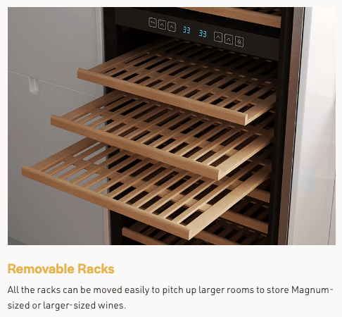 Empava Dual Zone Wine Cooler 70 inch Tall Wine Fridge EMPV-WC08D with image of product description