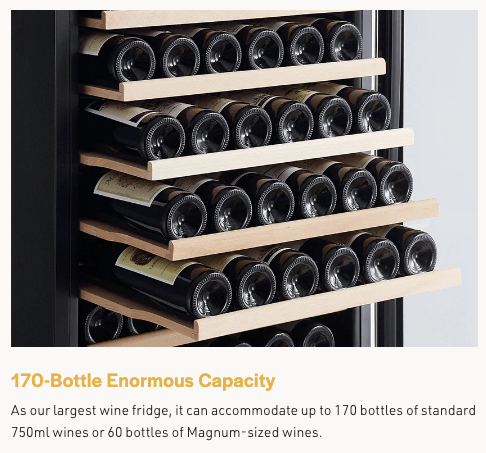 Empava Single Zone Wine Cooler 70 inch Tall Wine Fridge EMPV-WC07S with image of product description